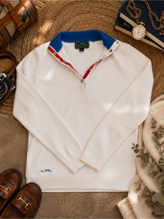 Ralph Lauren Sweaters - Vintage Ralph Lauren Active Rib Knit Henley Sweater Medium